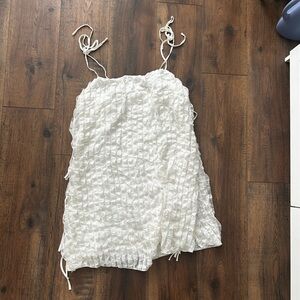 Lisa Says Gah Cream Tie-Strap Sundress